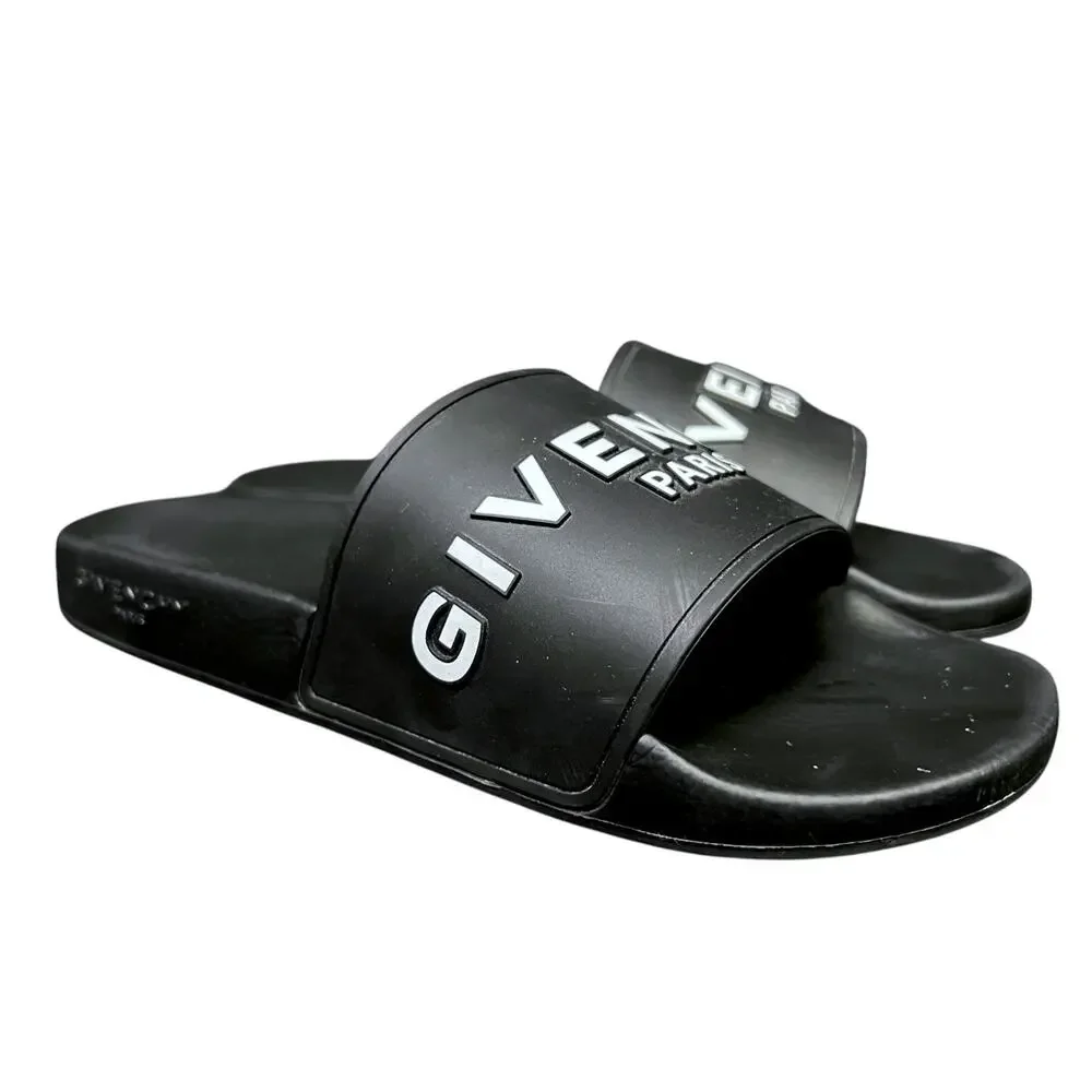 Givenchy Paris Black Rubber Slide Sandals Pool Men's US 10 EU 43 $350 Retail